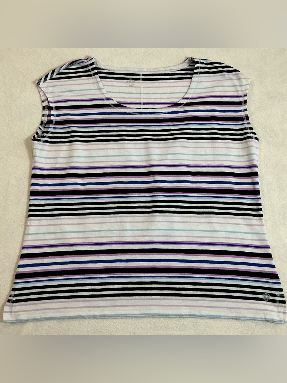 T by Talbots 1XP Petite Plus Multicolor Striped Crewneck Sleeveless Tank Top